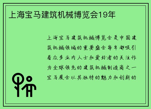 上海宝马建筑机械博览会19年
